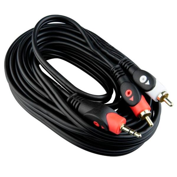 Кабель звуковий TCOM 3.5мм - 2 RCA 1,8м black 00000007765 фото