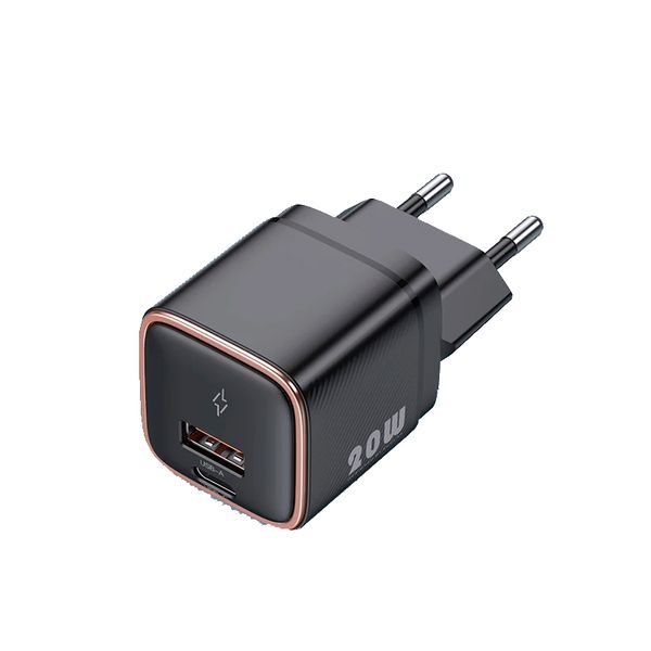 Зарядний пристрій KUULAA PD Charger QC4.0 Type-C+ USB 20W EU KL-CD66 black 00000007611 фото