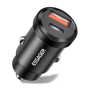 Автомобільне зарядне Essager ES-CC07 30W USB+Type-C black 00000005657 фото