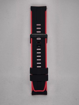 Ремінець для смарт годинника Silicone 22mm black-red 00000007154 фото