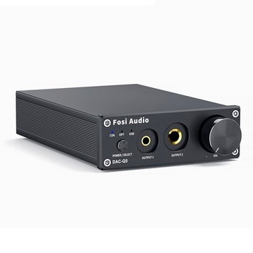 Конвертер звука SPDIF/Coaxial на RCA/3.5/6.35 Fosi Audio DAC-Q5 black 00000006026 фото