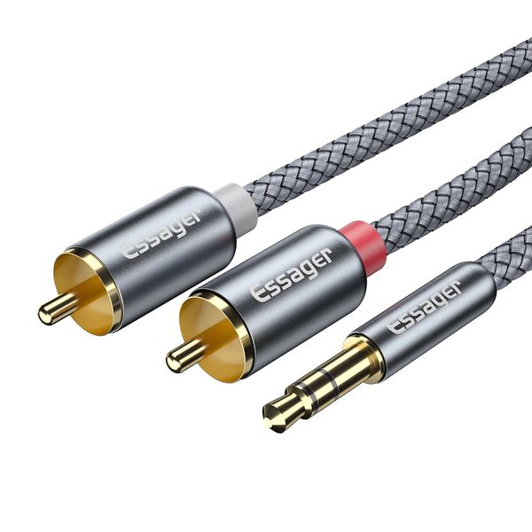 Кабель звуковий Essager 3.5mm to 2 RCA 2m gray 00000005134 фото